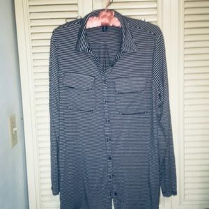 Lands end blue striped blouse